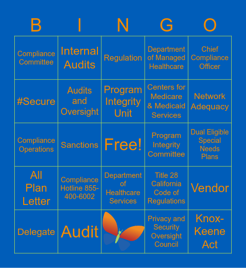 HPSJ/MVHP Compliance Week Bingo Card