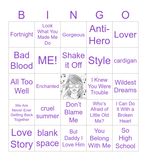 taylor swift bingo Card
