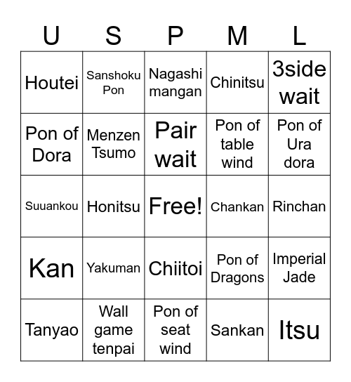 USPML Riichi Bingo Card