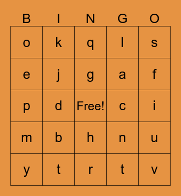 Letter Sounds Bingo Card