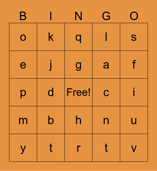 Letter Sounds Bingo Card
