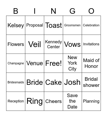 Engagement Party Bingo!! Bingo Card