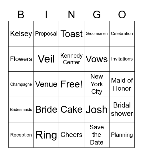 Engagement Party Bingo!! Bingo Card