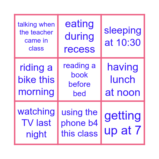 Were you............? Bingo Card