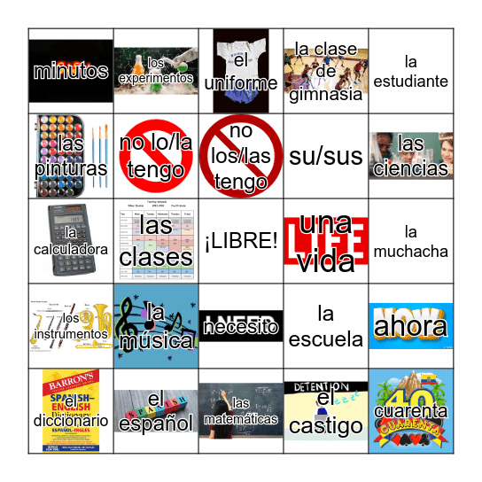 No Lo Tengo Bingo Card