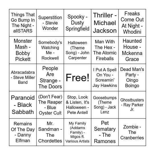 Spooky Season Pt. 1 Bingo Card