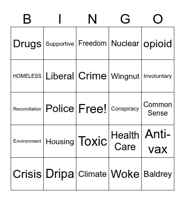 BC Leaders Debate Bingo Card