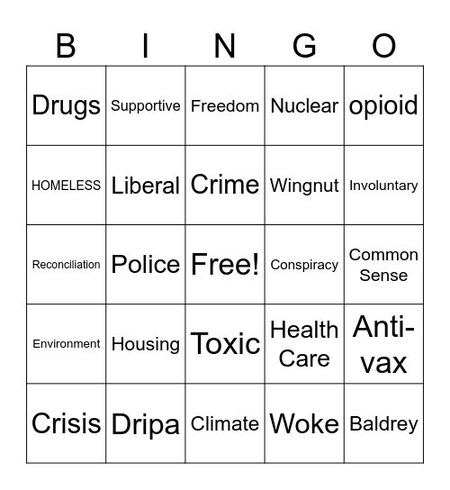 BC Leaders Debate Bingo Card
