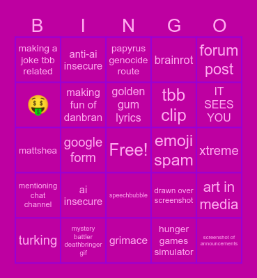 Tumore Bingo Card