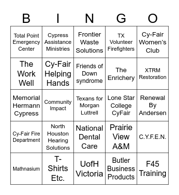 Fall 2024 Business Expo Bingo Card