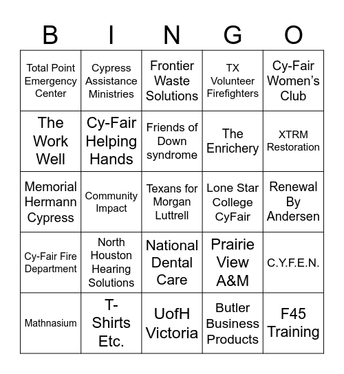 Fall 2024 Business Expo Bingo Card