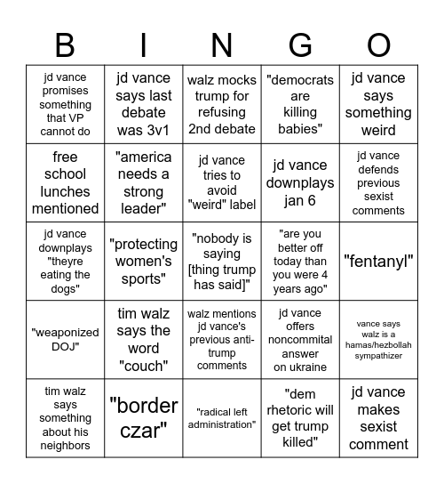 VPD Bingo Card