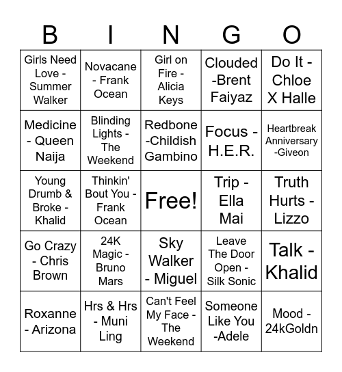 2011-2024 R&B Bingo Card