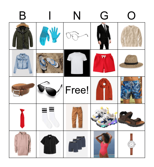 ESL1 2B Clothing Vocab Bingo Card