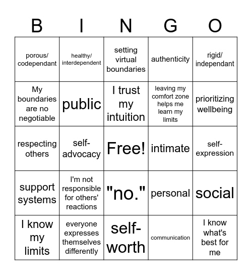Boundary Bingo Card