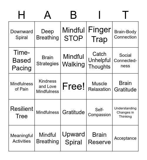 HABIT Bingo Card