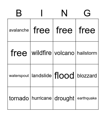 evil disasters Bingo Card