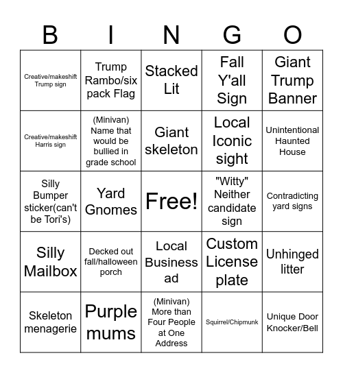 Canvass Scavenger Bingo Card