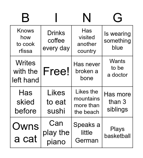 ELEM6 Ice Breaker Bingo Card