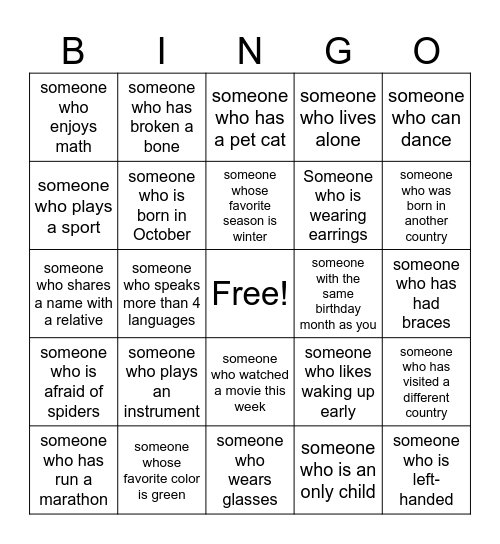 Find...... Bingo Card