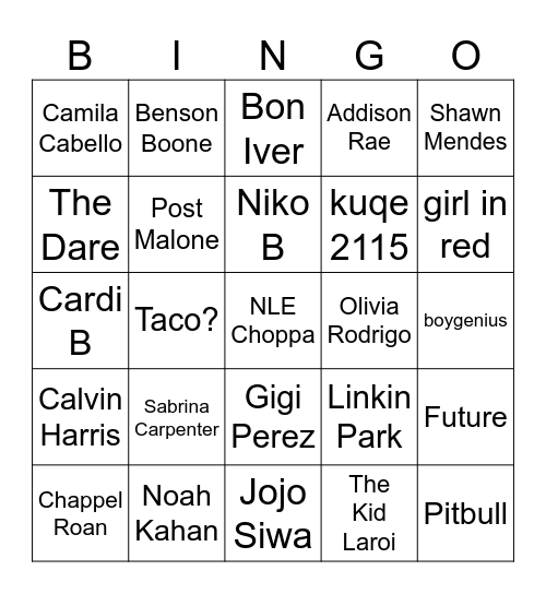 Opener 2025 Bingo Card