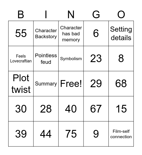 Number Bingo 1-75 Bingo Card