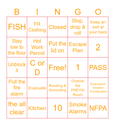 Fire Prevention Month Bingo Card