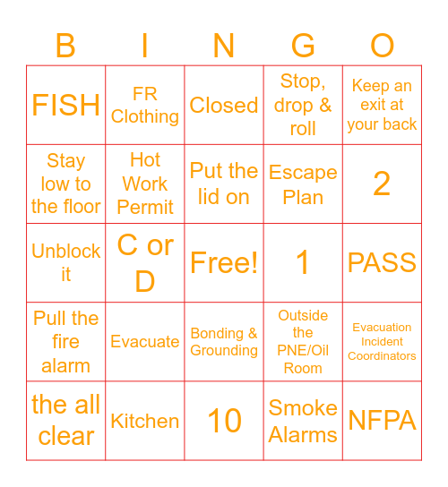 Fire Prevention Month Bingo Card