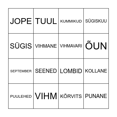 Sügis Bingo Card