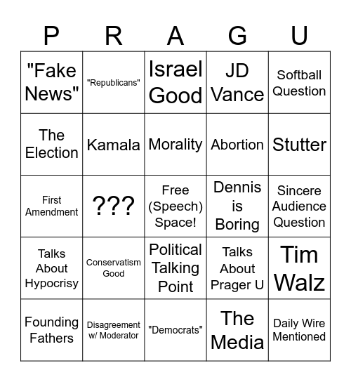 Denis "U" Prager Bingo Card