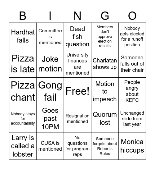 CSES FSGM Bingo Card