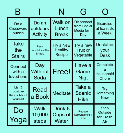 Wellness BINGO Card