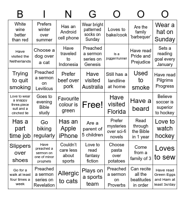 Getting to Know You Bingo Card