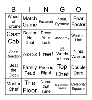 Game Shows Bingo Card