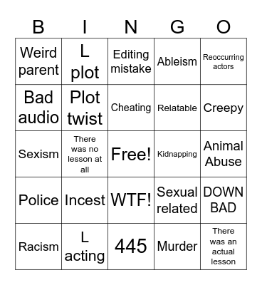 TOMMOROWS TEACHINGS Bingo Card