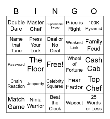 Game Shows Bingo Card