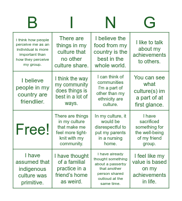 Chapter 5 - Team Lecture, Bingo Card