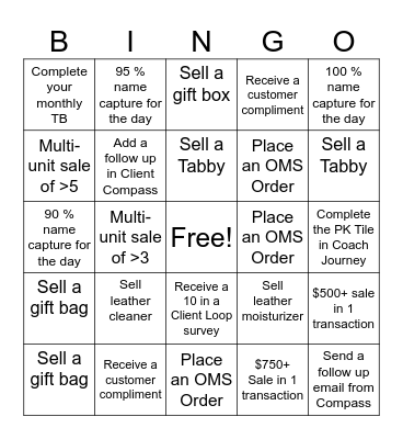 COACH BINGO Card