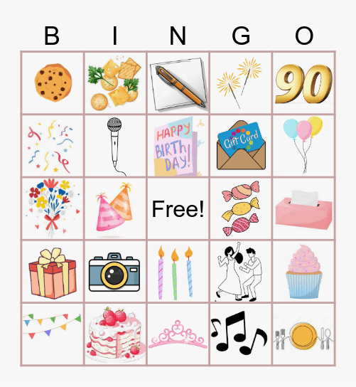 Birthday Bingo Card