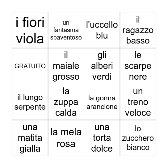 Tombola Italiana Bingo Card