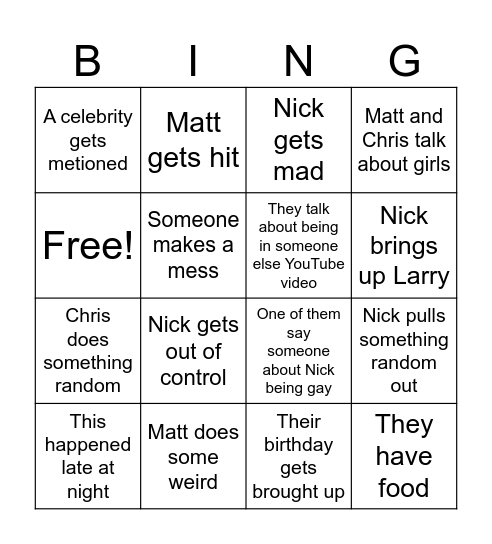 Sturniolo triplets Bingo Card