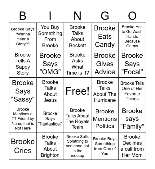 Brooke Bingo Card