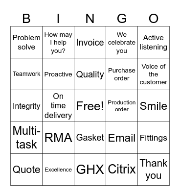 Customer service week Bingo Card