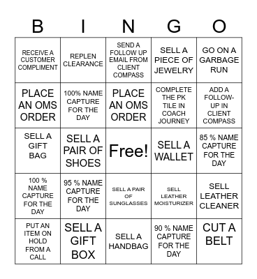 COACH BINGO Card