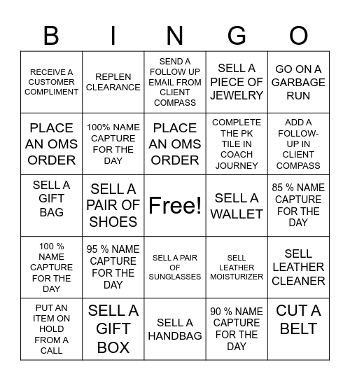 COACH BINGO Card