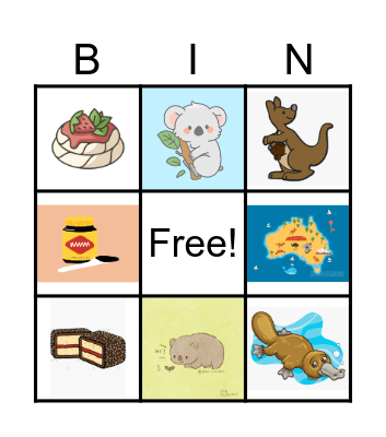 Australia Bingo Card