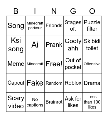 TikTok Bingo Card