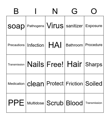 Infection Prevention Bingo Card