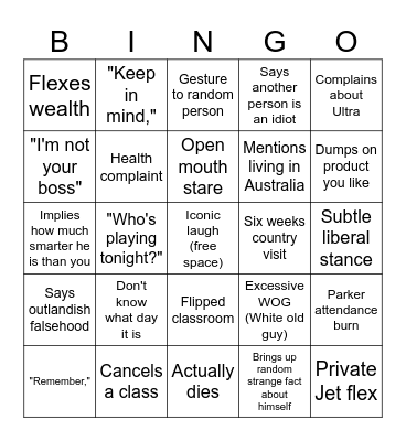 Moreau Bingo Card