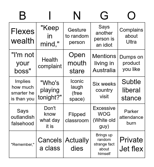 Moreau Bingo Card